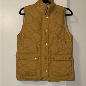 J. Crew Tan Puffer Vest with Gold Zipper